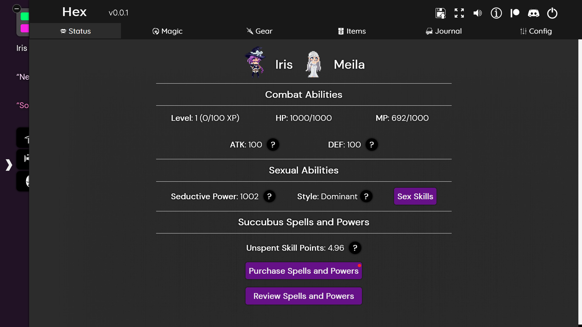 Status menu